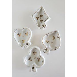 Vintage Windsor Japan Card Suit Mini Ashtrays Las Vegas Lucky Gold